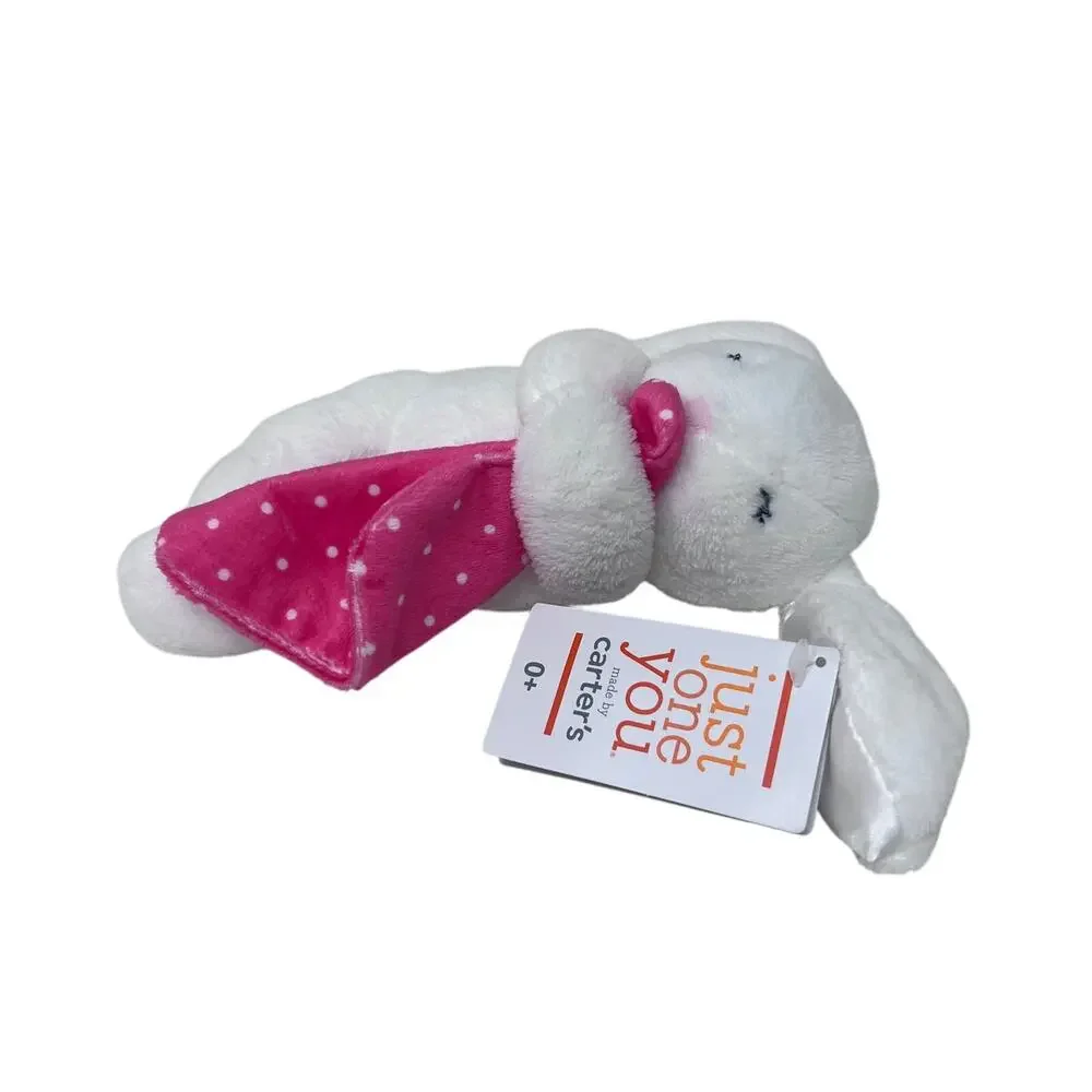 Carters Just One You White‎ Plush Bunny Holding Pink Security Blanket NWT